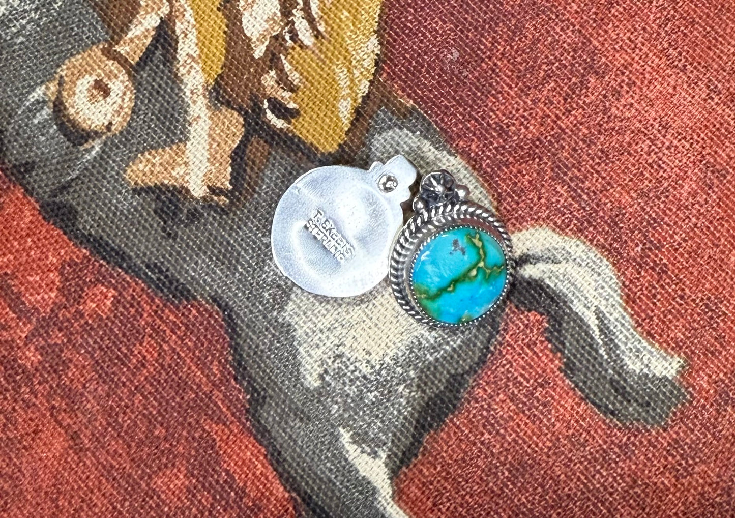 Navajo Sonoran Gold Turquoise & Sterling Silver Post Earrings