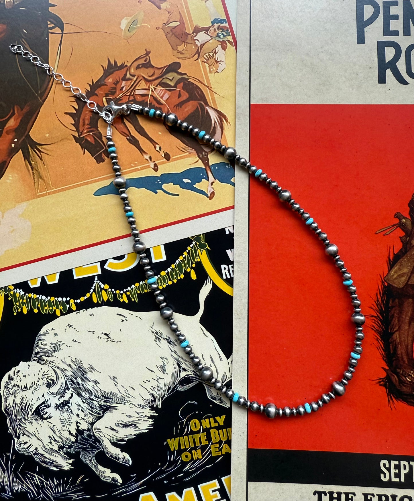 Kingman Turquoise & Sterling Pearl Necklace