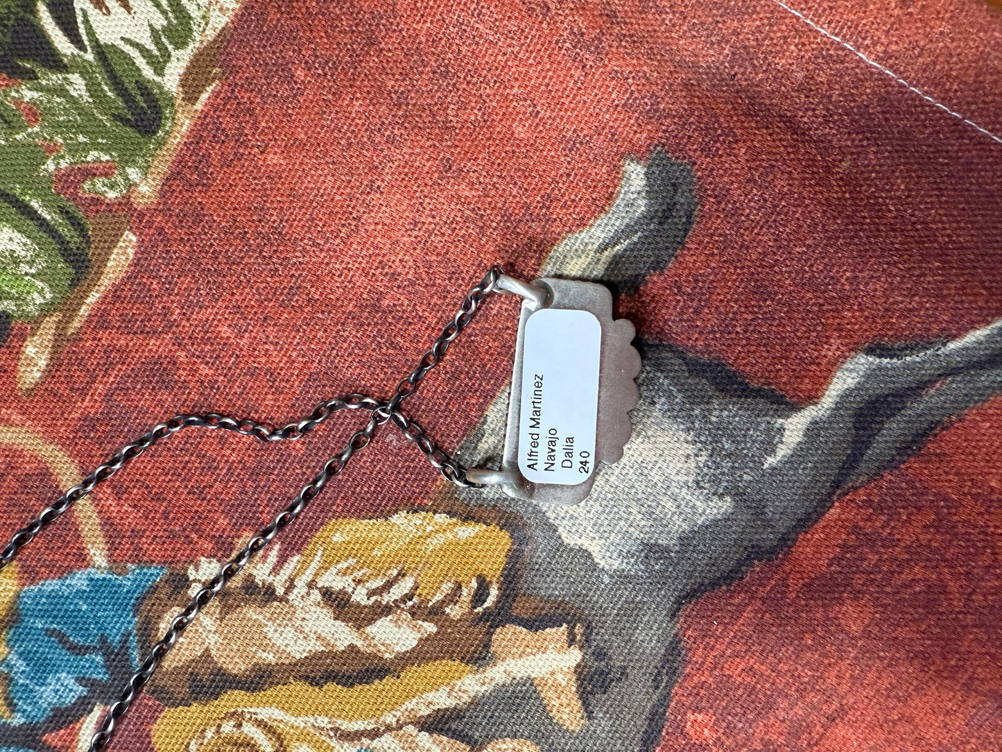 Navajo Sterling Silver & Pink Dream Mojave Bar Necklace