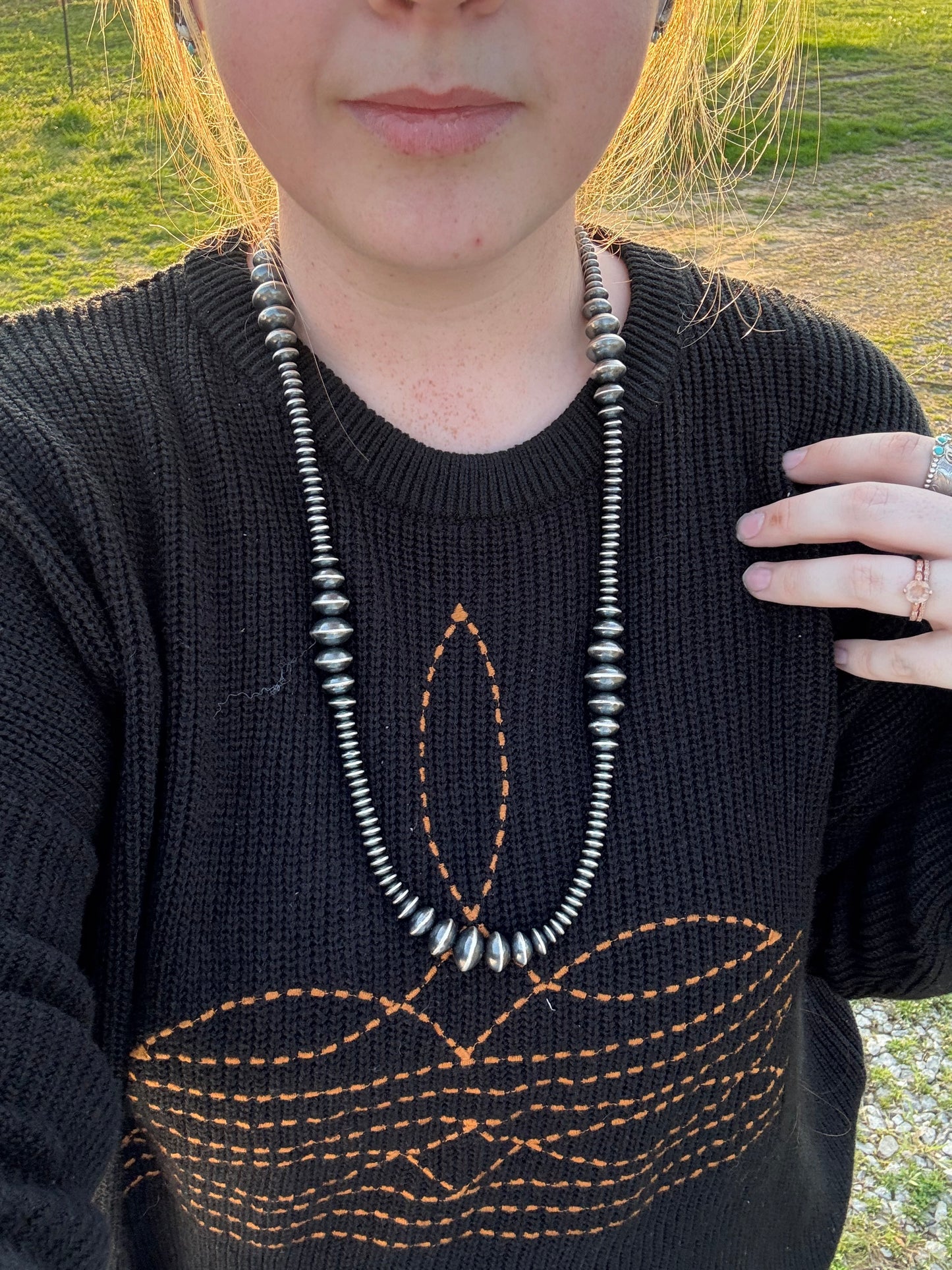 Sterling Silver Saucer Bead Necklace