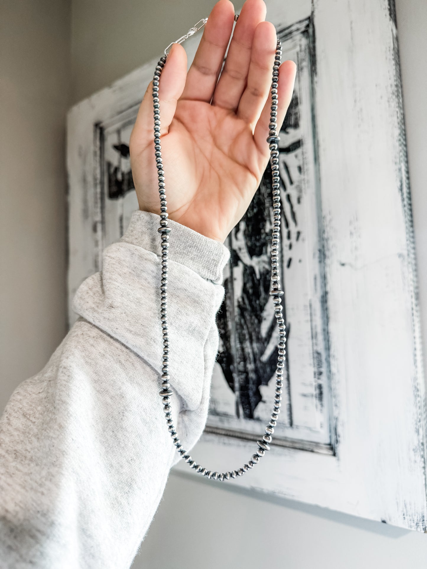 24β Sterling Pearl Graduated Necklace with Saucer Beads