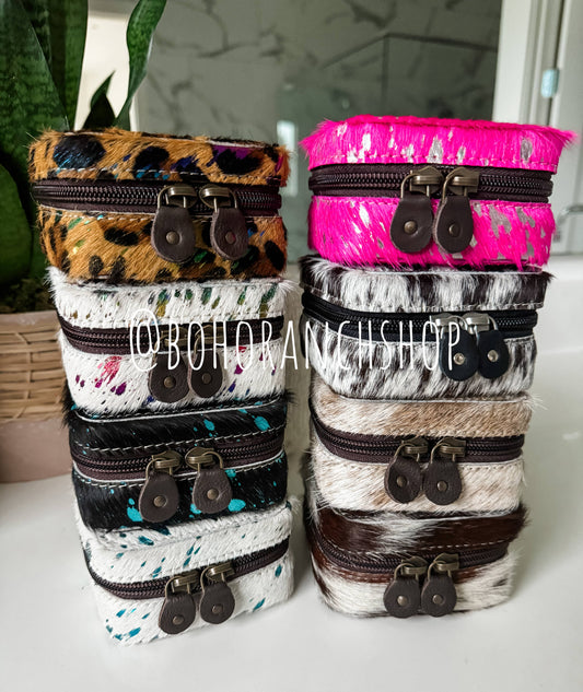 MINI COWHIDE JEWELRY BOX Western - travel storage gifts