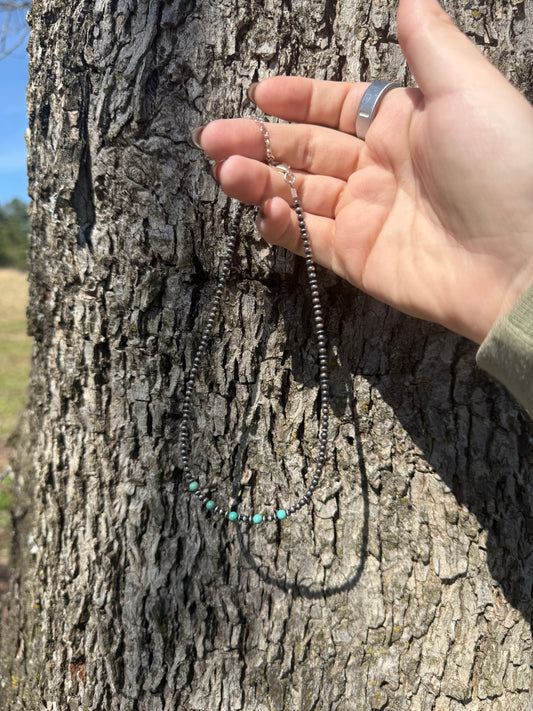 Sterling Silver & Turquoise Beaded Necklace