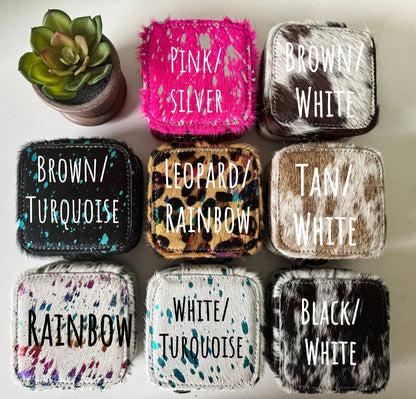 MINI COWHIDE JEWELRY BOX Western - travel storage gifts