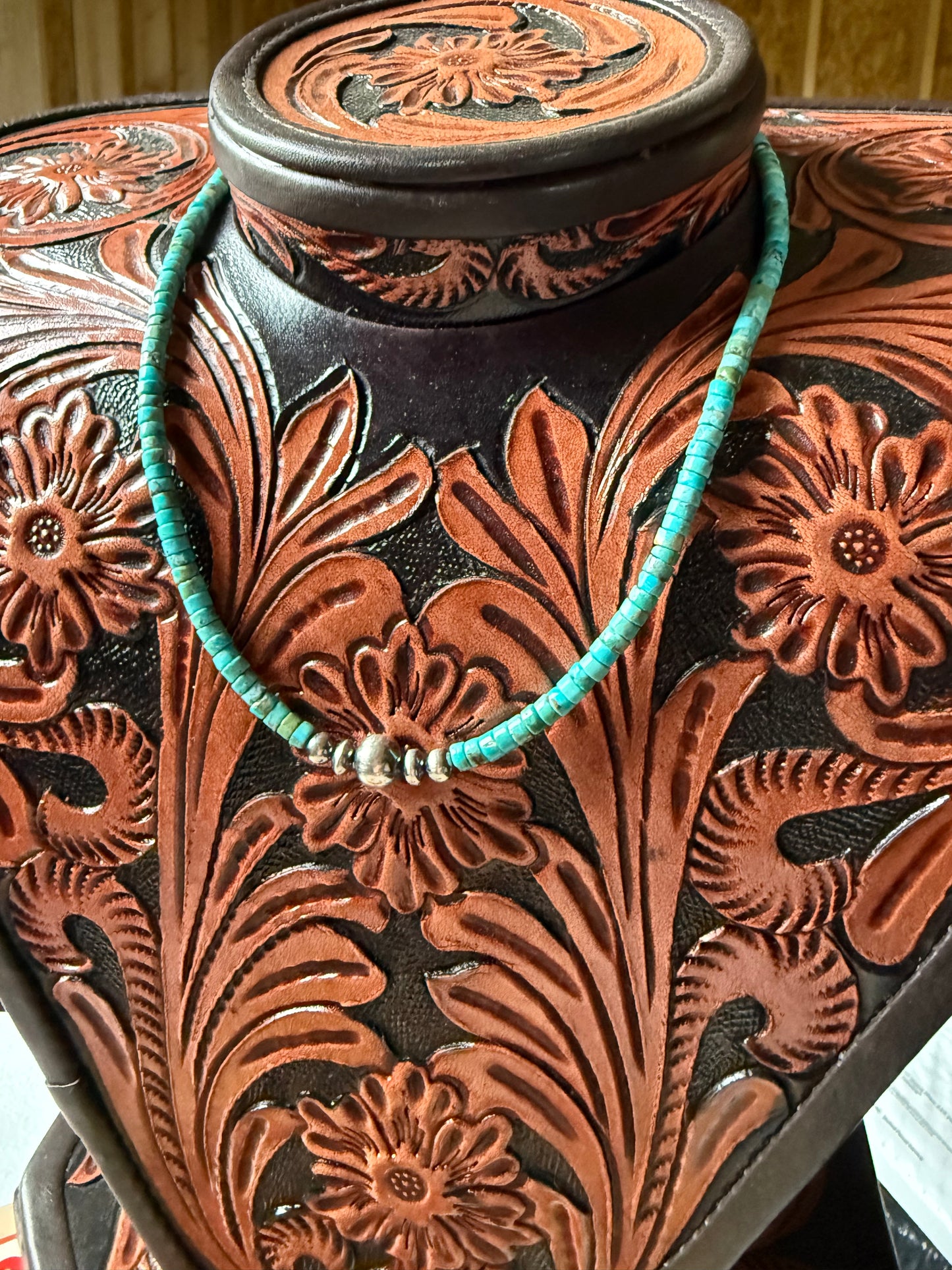 18” Turquoise Heishi Necklace – Sterling Silver