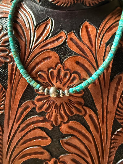 18” Turquoise Heishi Necklace – Sterling Silver