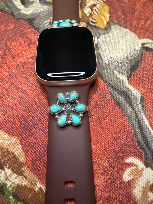 Turquoise & Sterling Silver Cluster Watch Charm