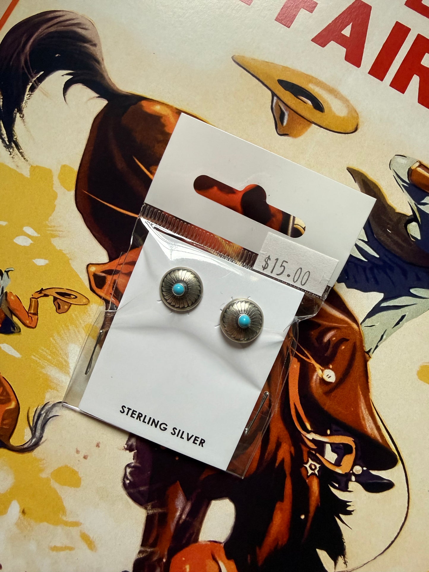 Sterling Silver Concho Stud Earrings