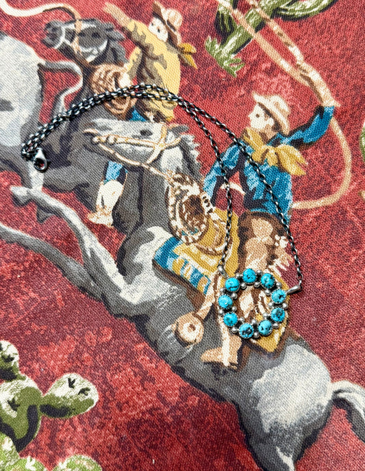 Navajo Sterling Silver & Kingman Turquoise Ring Necklace