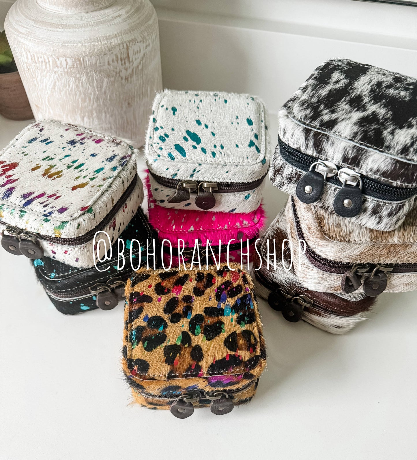 MINI COWHIDE JEWELRY BOX Western - travel storage gifts