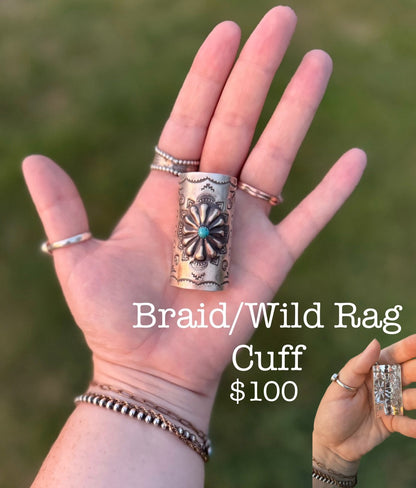 Sterling Silver Concho Braid/Wild Rag Cuff