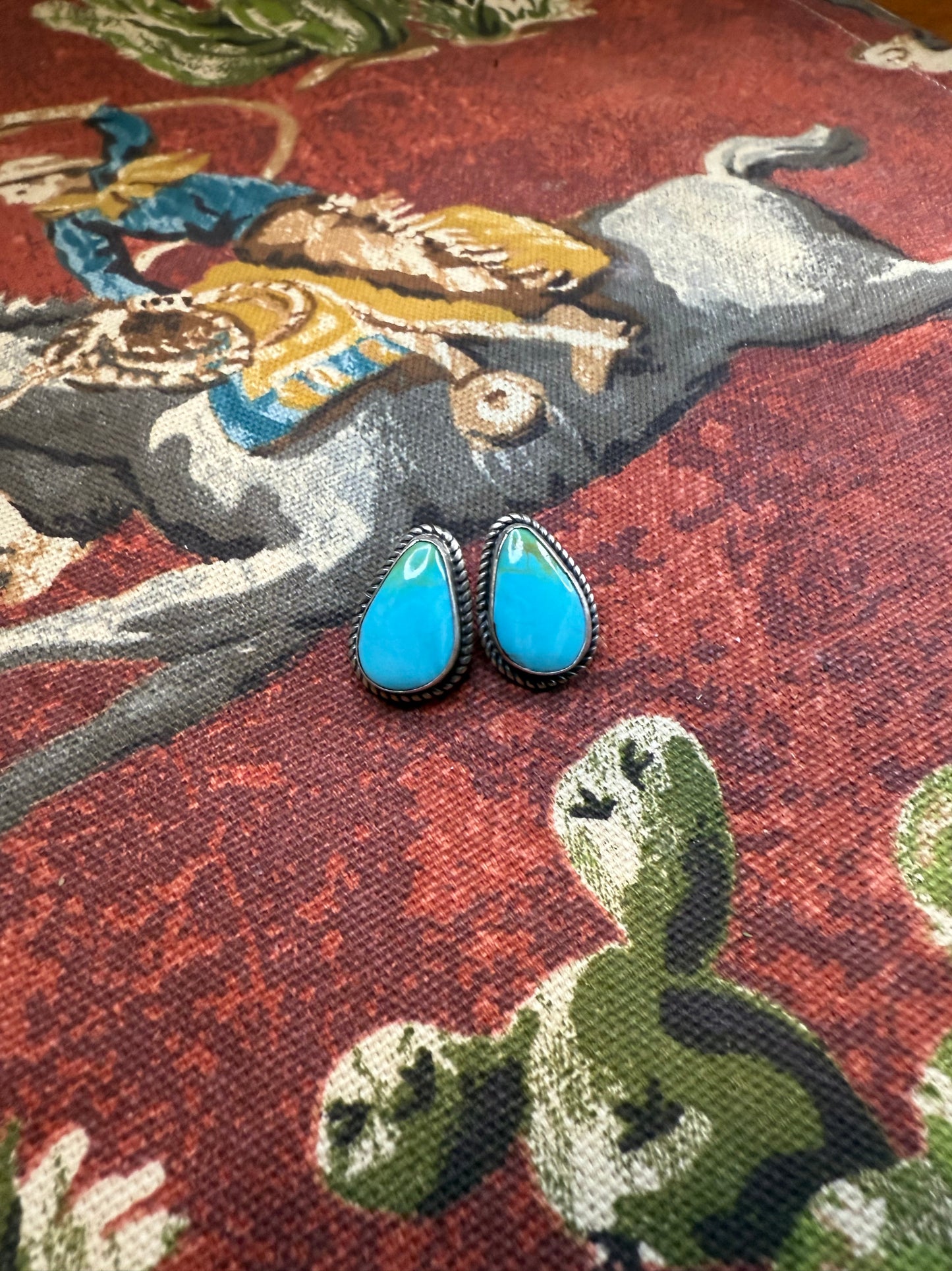 Kingman Turquoise Teardrop Studs