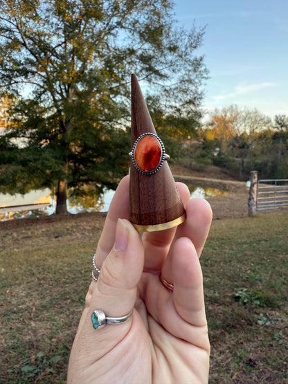 Oval Orange Spiny Ring