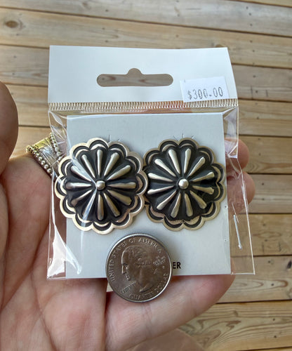 Scalloped Concho Stud Earrings – Sterling Silver