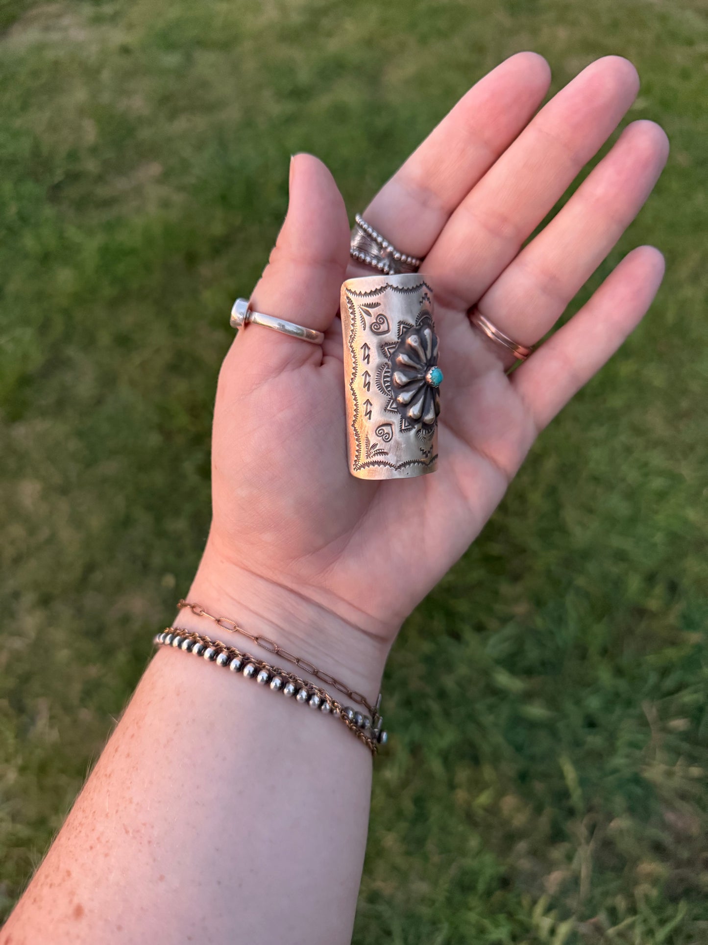 Sterling Silver Concho Braid/Wild Rag Cuff