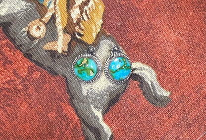 Navajo Sonoran Gold Turquoise & Sterling Silver Post Earrings