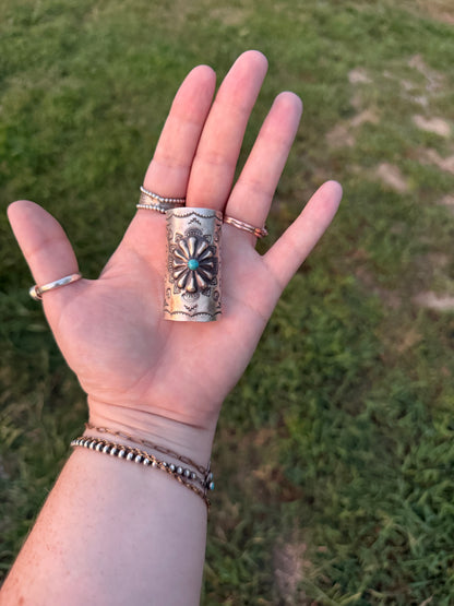 Sterling Silver Concho Braid/Wild Rag Cuff