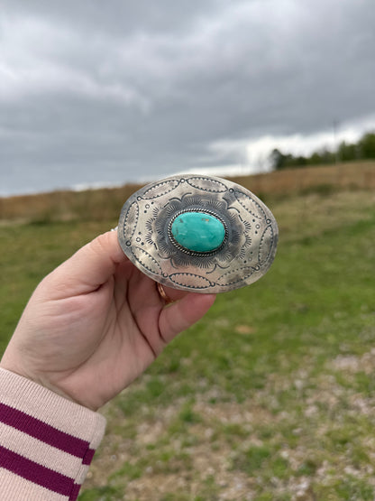 Sterling Silver & Turquoise Belt Buckle