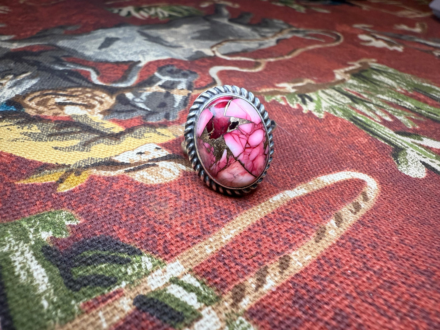 Navajo Rose Dahlia Adjustable Ring