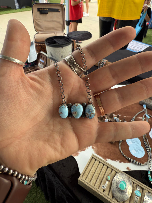 Golden Hills 3 Stone Necklace