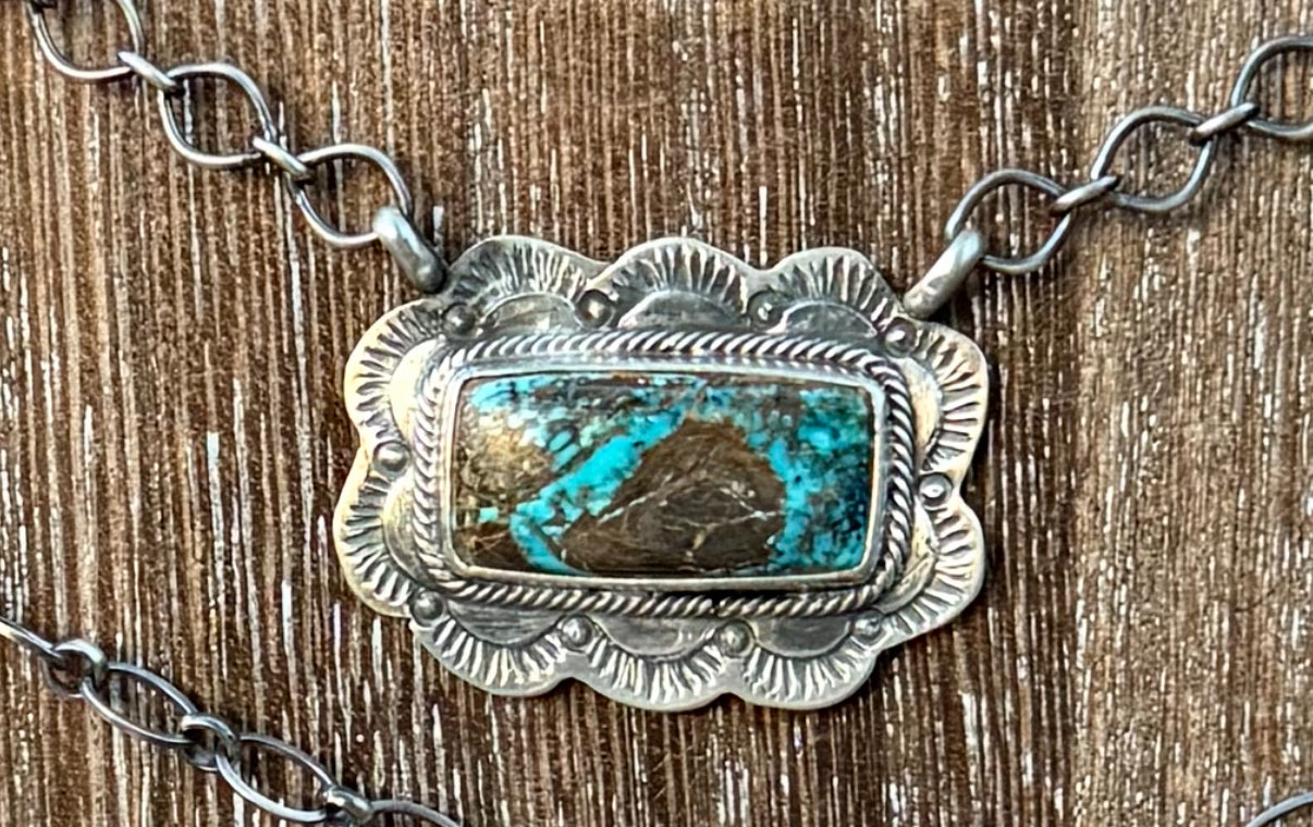 Native Made Stamped Detail Bar Necklace