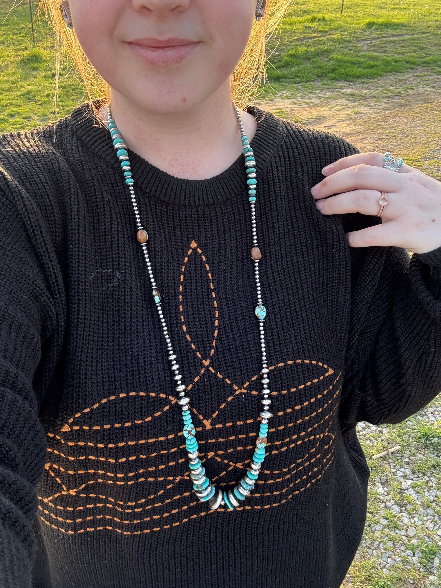 Sterling Pearl & Turquoise Necklace