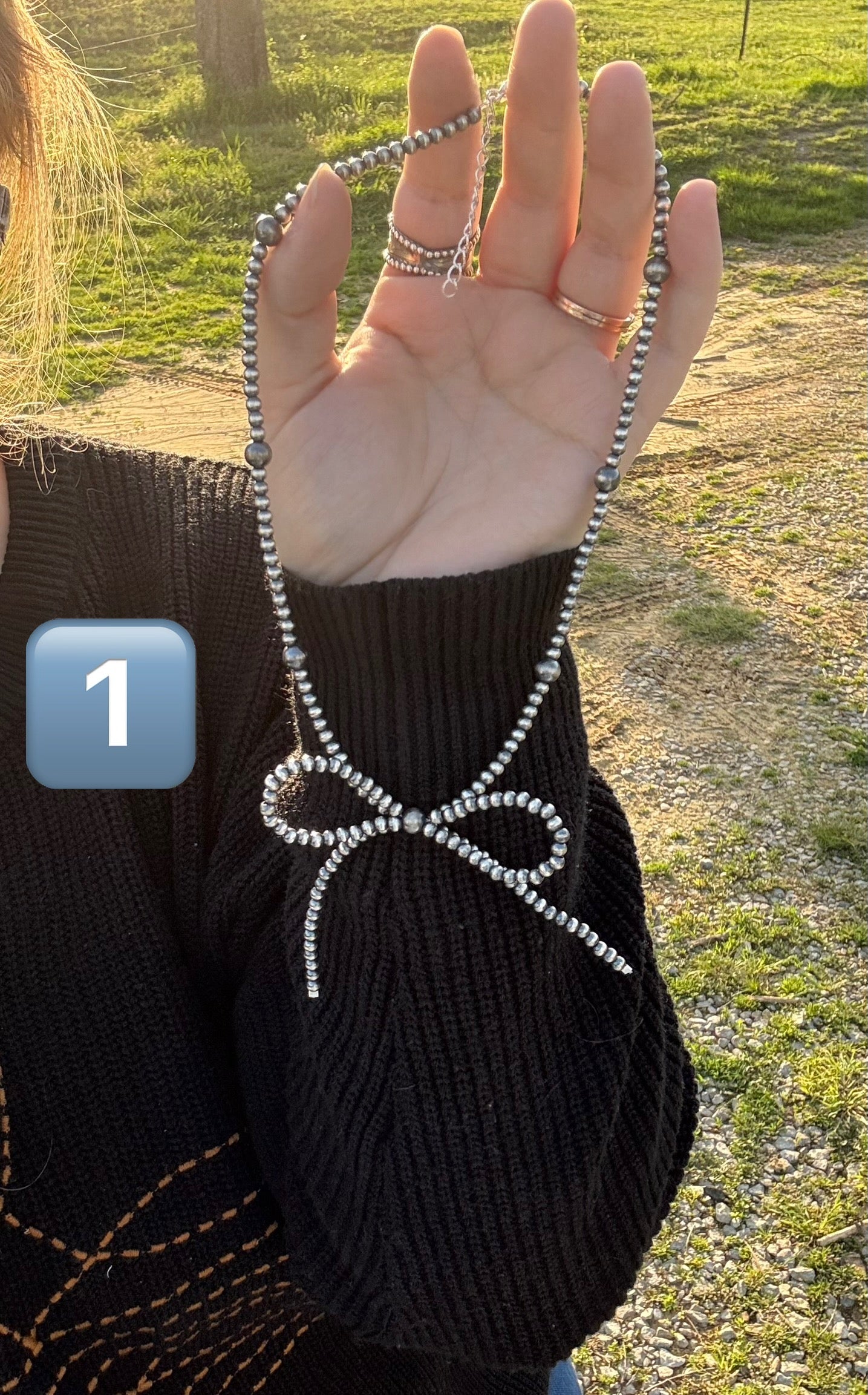 Sterling Pearl Bow Necklace