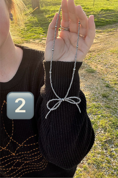 Sterling Pearl Bow Necklace