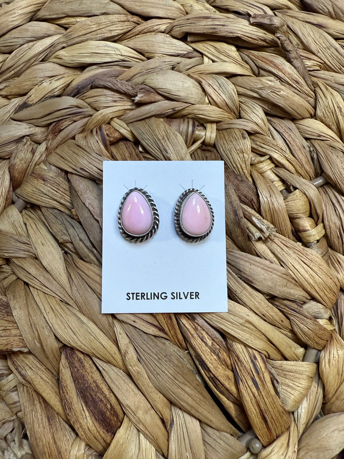 Pink Conch Tear Drop Studs