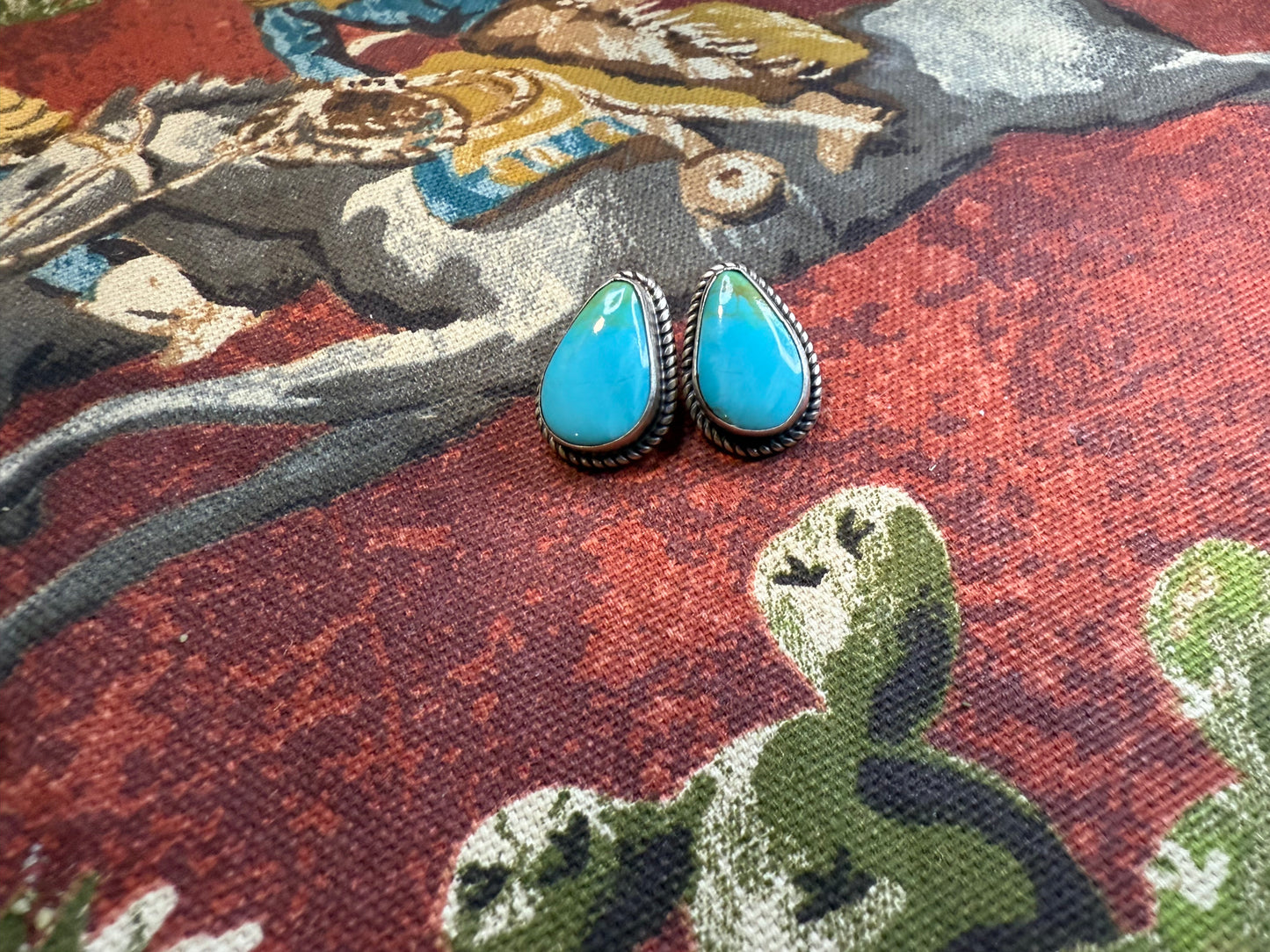 Kingman Turquoise Teardrop Studs