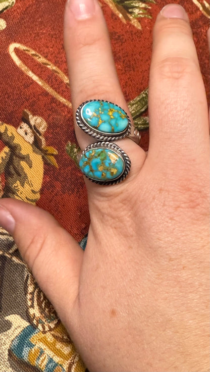 Navajo Sterling Silver & Sonoran Gold Turquoise Adjustable Ring