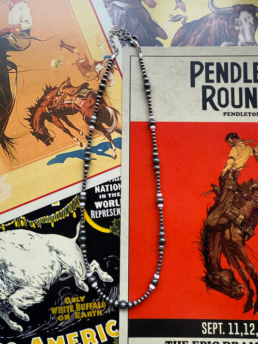 Pink Conch & Sterling Silver Pearl Necklace