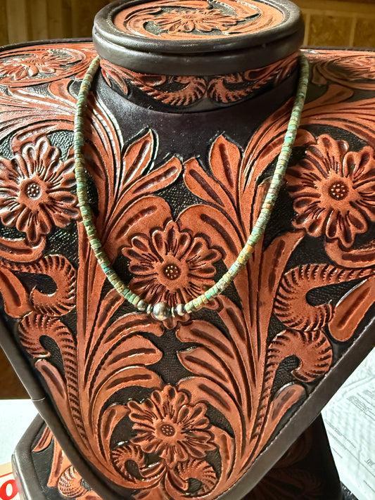 18” Turquoise Heishi Necklace – Sterling Silver