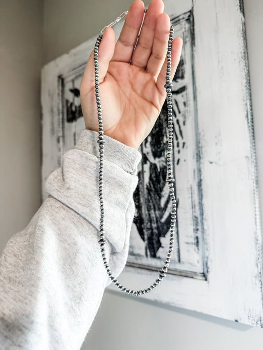 24” Sterling Pearl Graduated Necklace with Saucer Beads