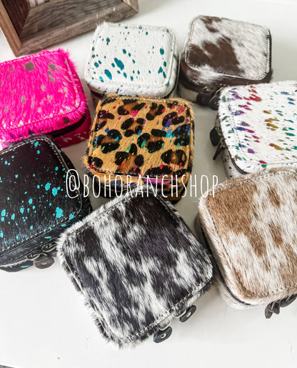 MINI COWHIDE JEWELRY BOX Western - travel storage gifts
