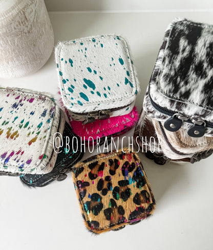 MINI COWHIDE JEWELRY BOX Western - travel storage gifts